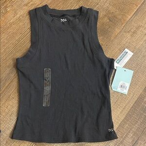DSG Black Ribbed Sleeveless Tank Top